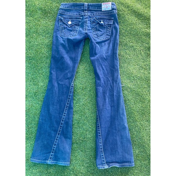 True Religion Joey Flare Jeans Distressed Dark Wash Denim Women's Size 28 - Picture 2 of 3